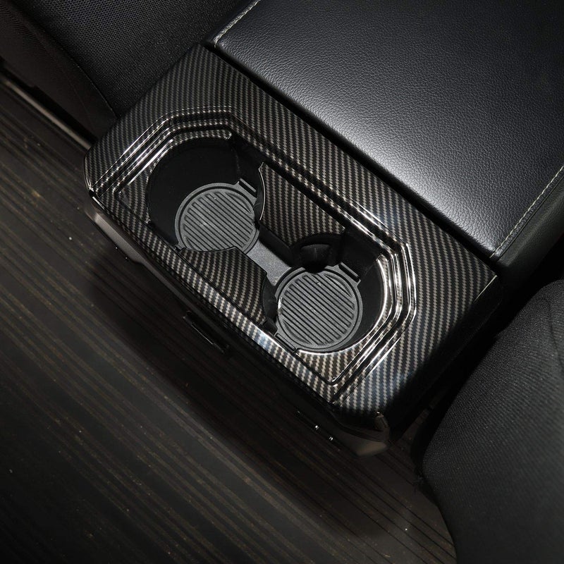 Keptrim for F150 ABS Carbon Fiber Gear Armrest Rear Cup Holder Trim for 2015 2016 2017 2018 2019 F150, for 2017 2018 F250 F350,1PC - Image 4
